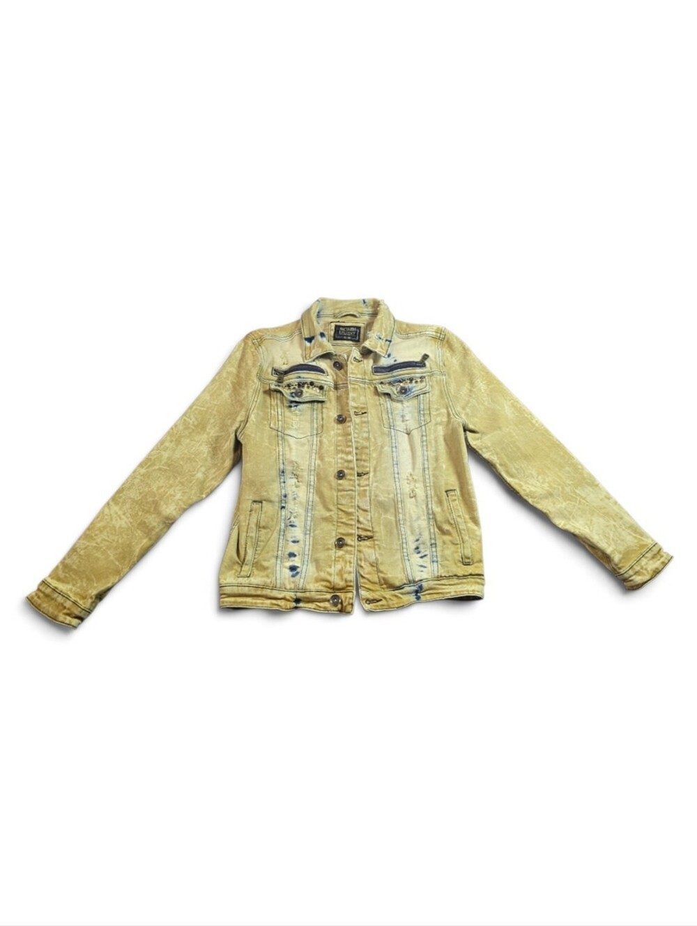 8IGHTH DSTRKT BOYS STUDDED GOLD TIE DYED HEAVY WASHED JACKET SIZE 15/16